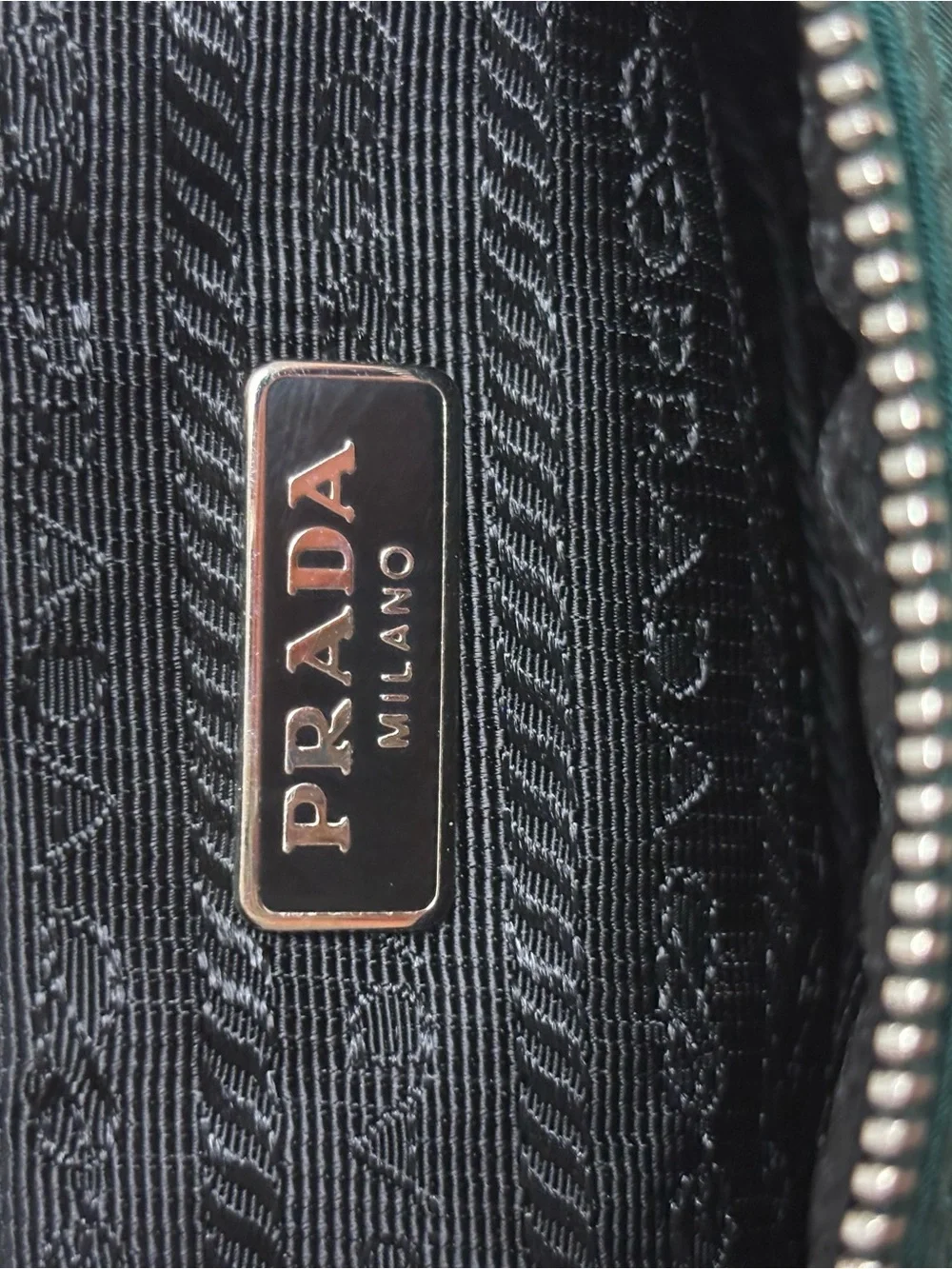 PRADA Green Bear Nylon Zipper Pouch 7 x 4 inches Tessuto